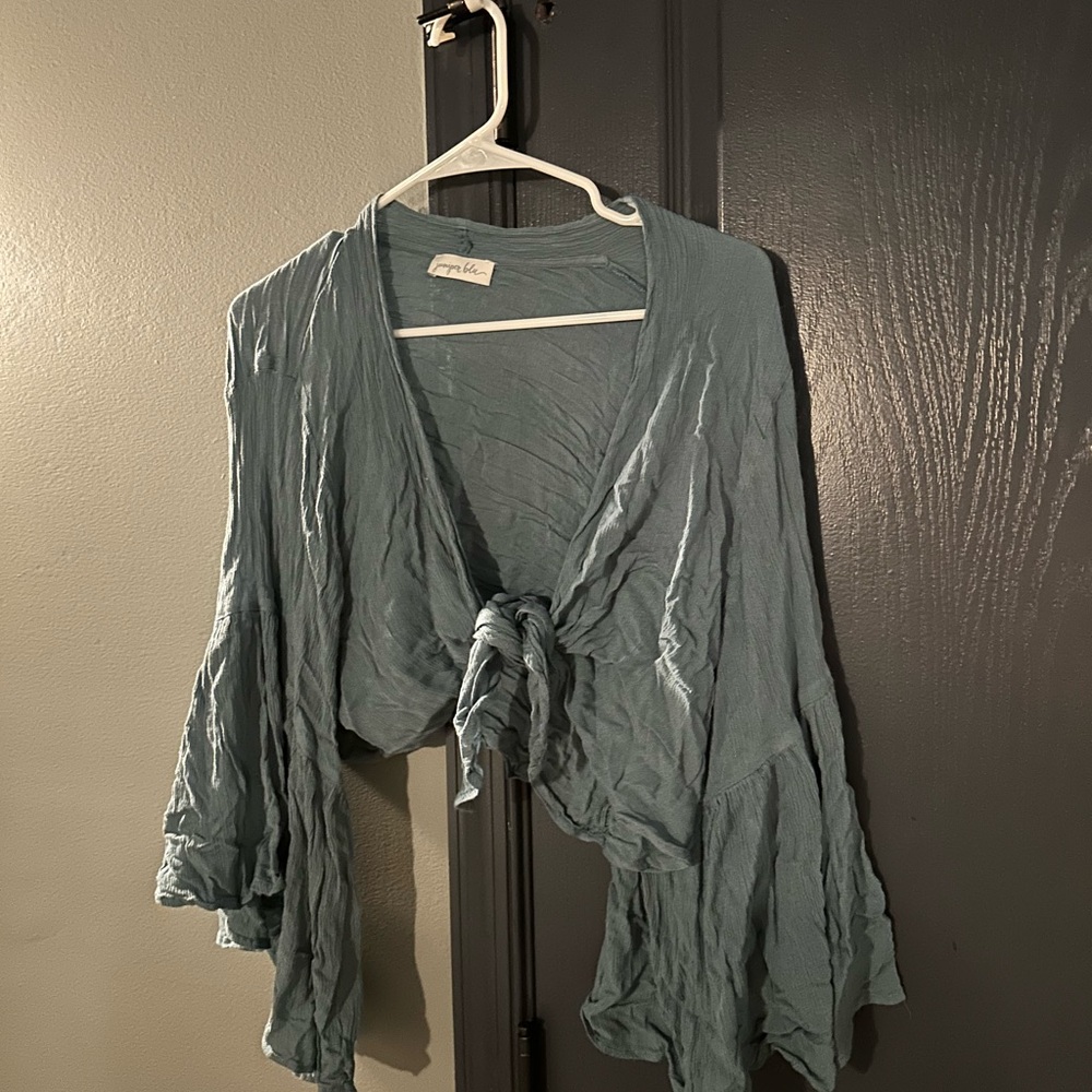 Blue Tie-Front Top